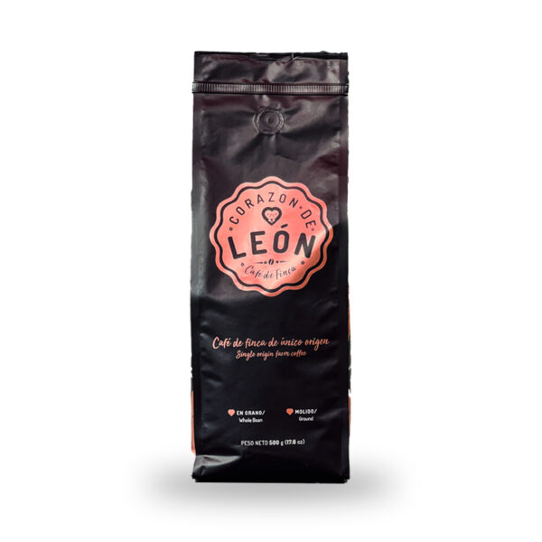 Cafe corazon de leon, presentacion de grano 500 gamos